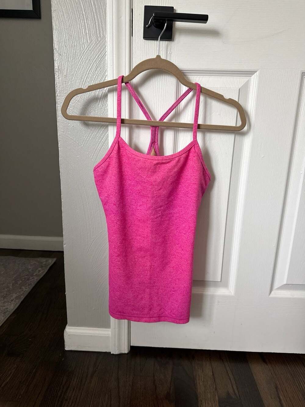 lululemon Power Y Tank Top Luon Pink Heathered with Shelf Bra